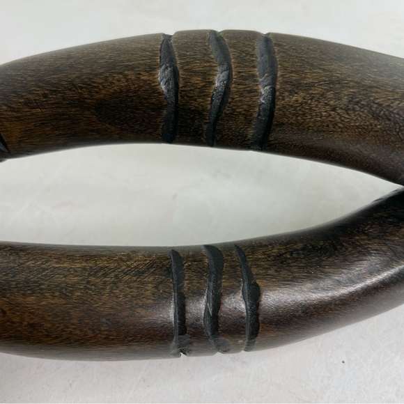 Handmade primitive abstract carved wood sculpture intertwined snake columns - Picture 12 of 16